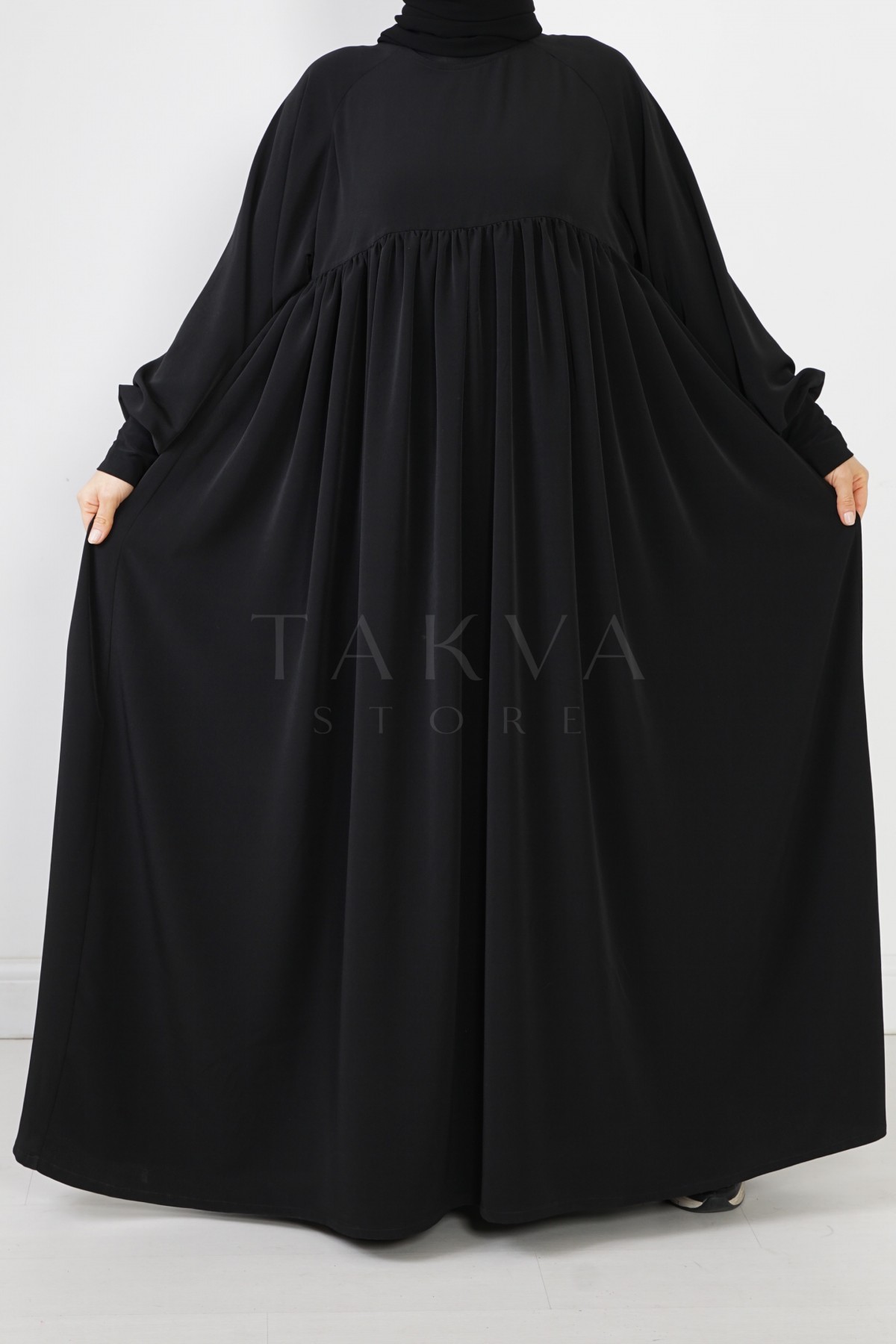 Robalı Elbise Ferace Siyah