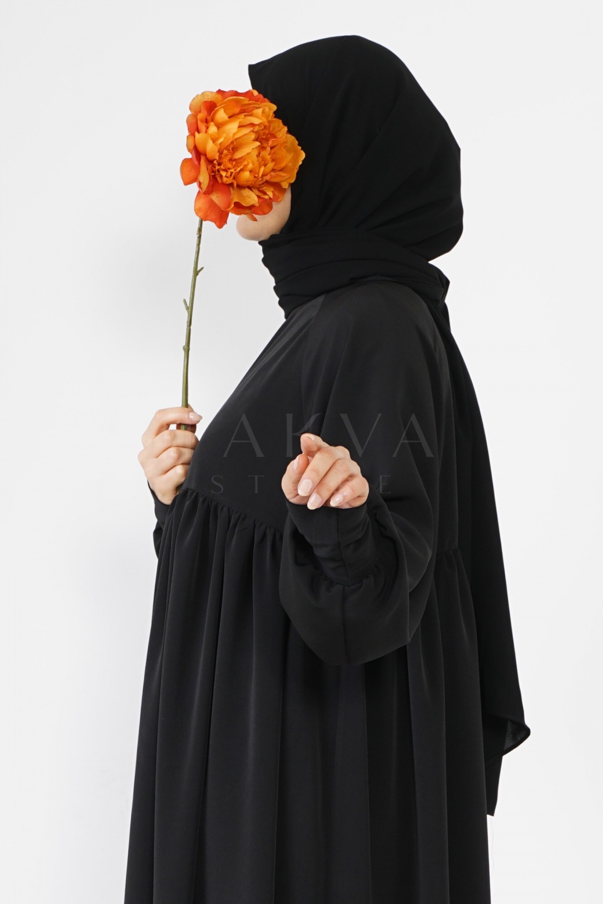 Robalı Elbise Ferace Siyah