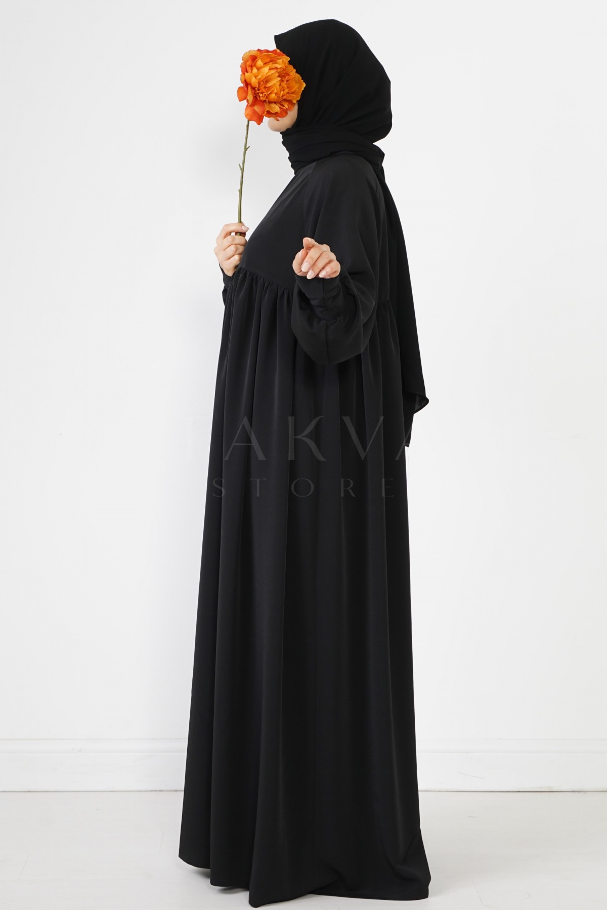 Robalı Elbise Ferace Siyah