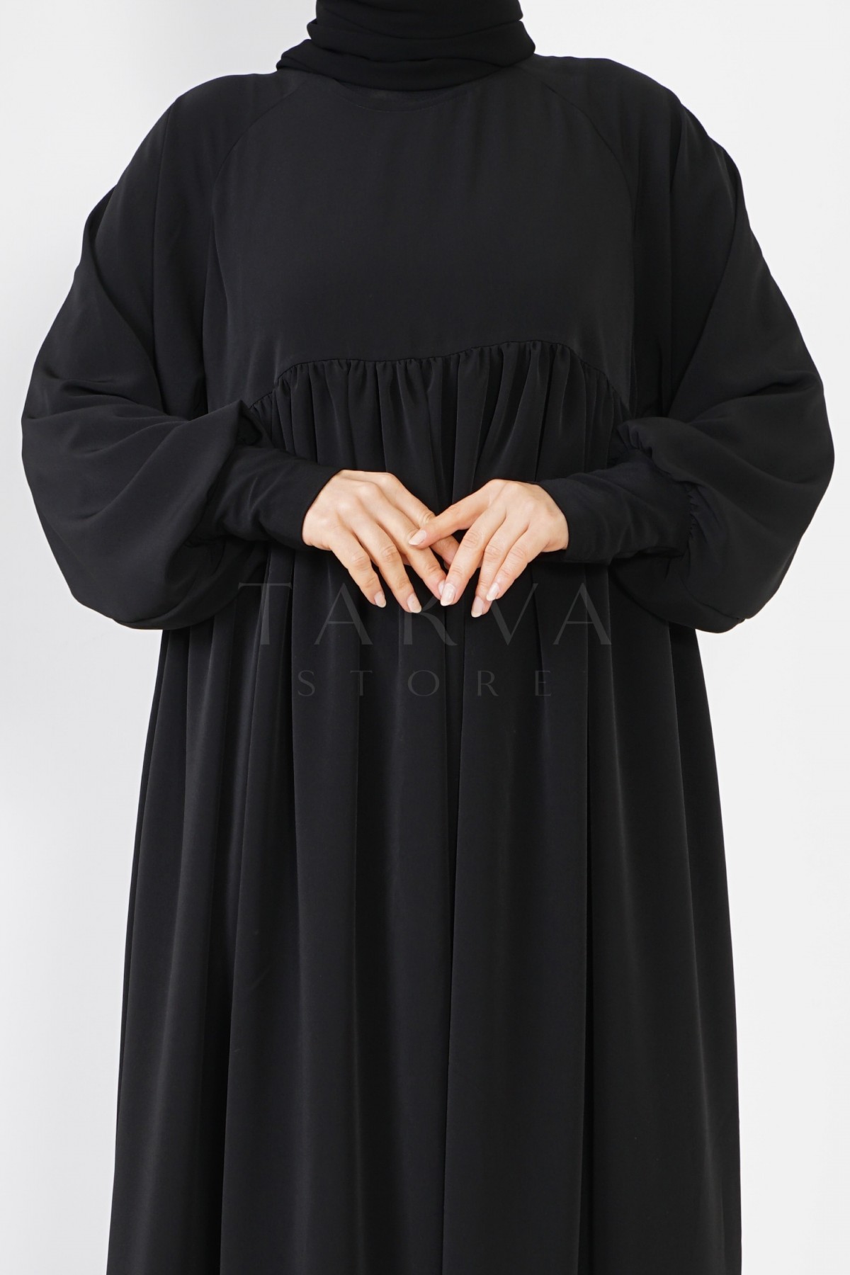 Robalı Elbise Ferace Siyah