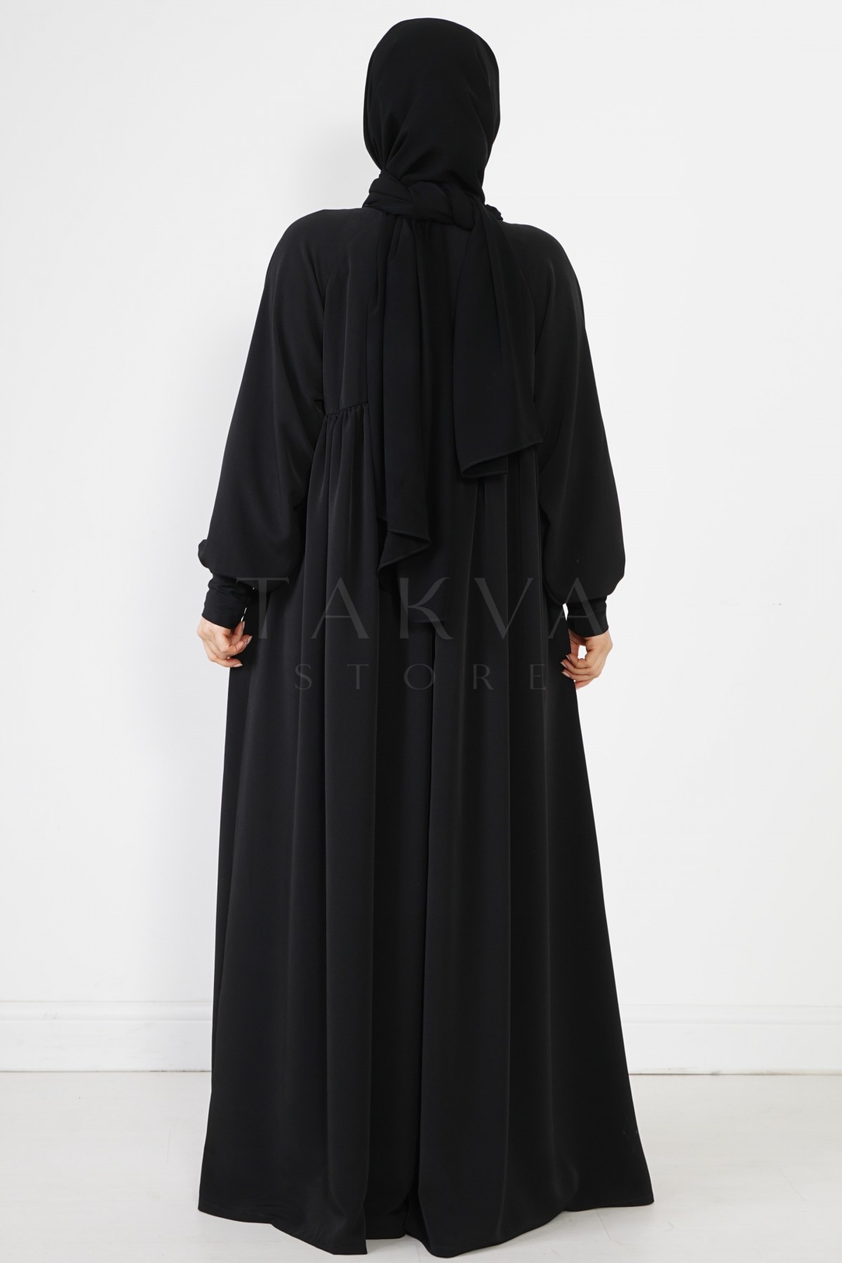Robalı Elbise Ferace Siyah